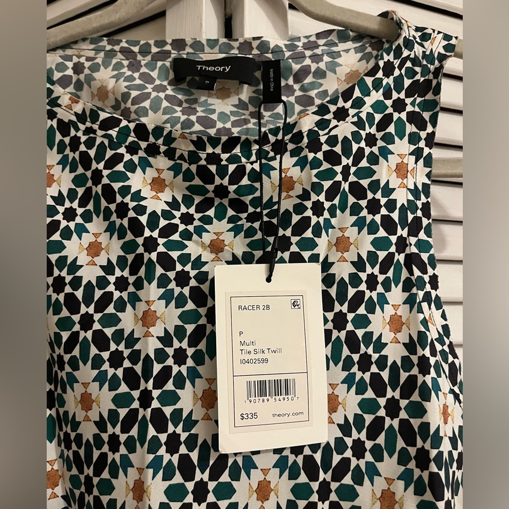 Theory Silk Twill Tile Tank Top - Women’s Size Small - New with Tags